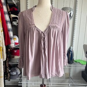 Free People Lavender Lace Blouse